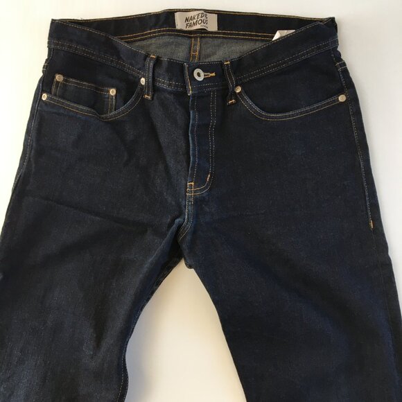 Naked & Famous Weird Guy Deep Indigo Stretch Selvedge Button Fly Jeans 33 - Picture 2 of 10